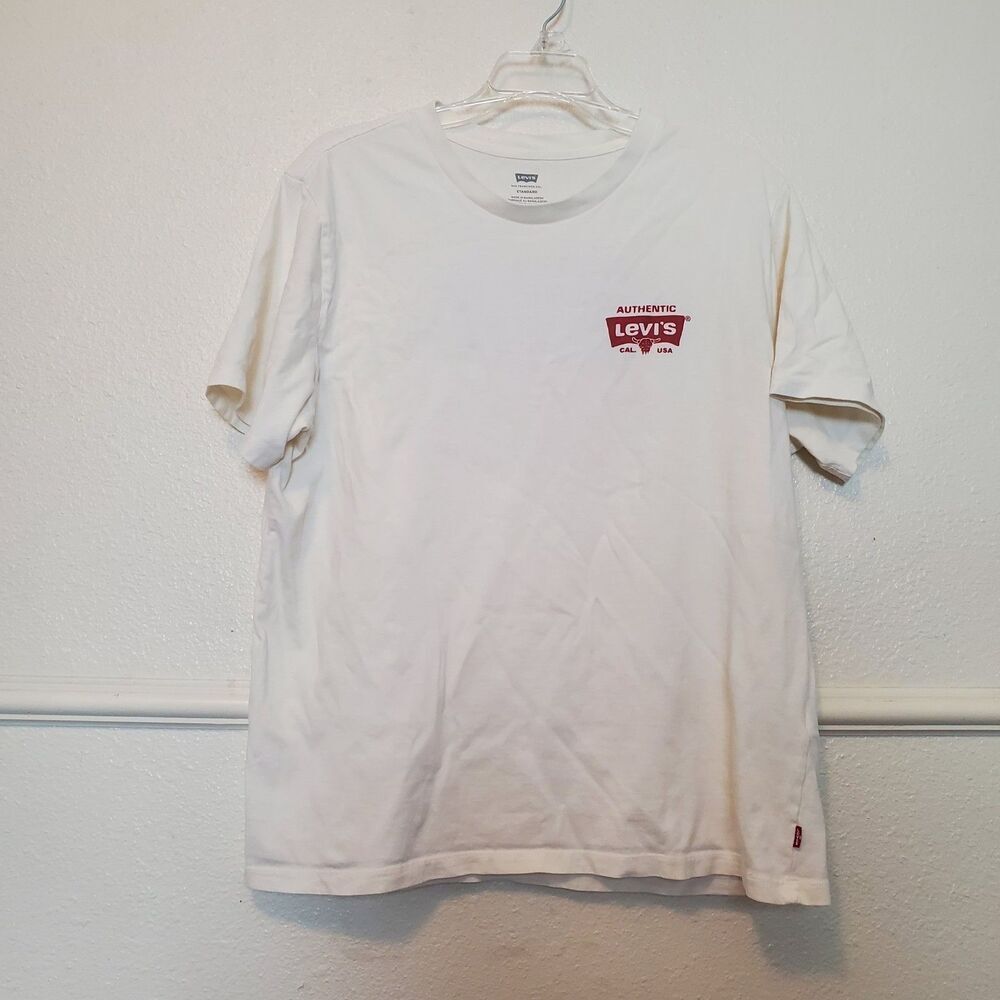 Levi's Western Graphic Tee Mens Size‎ XL Cream Beige Front and Back Print